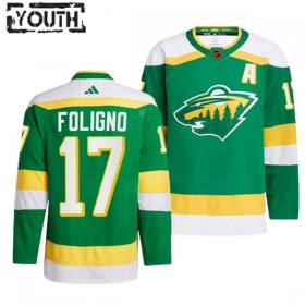 Minnesota Wild tröja Marcus Foligno 17 Adidas 2022-23 Grön Reverse Retro 2.0 Authentic - NHL Tröjor Barn